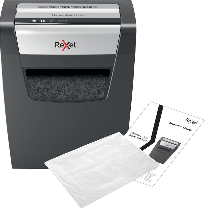 Rexel Aktenvernichter Momentum X410, Partikelschnitt, 11-10 Blatt A4 (70-80 g/m²) Kapazität, Sicherh