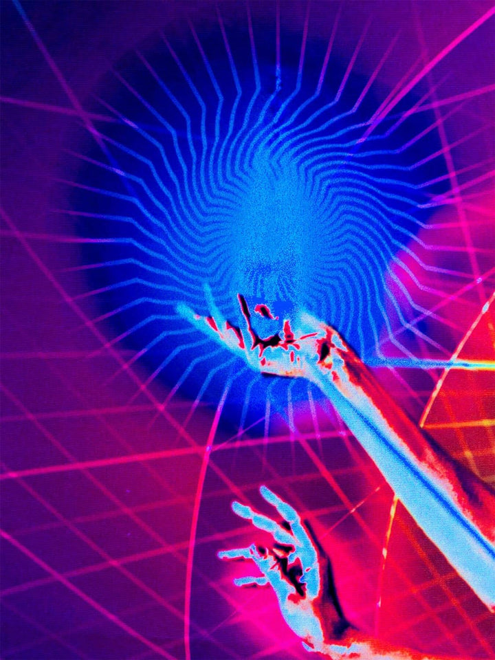 PSYWORK Schwarzlicht Stoffposter Neon | Resonance | 1,10 x 1,37m | UV-aktiv | fluoreszierend | Wandb