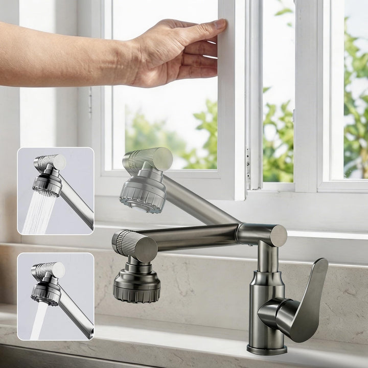 Vorfenster Küchenarmatur Klappbar, Spülarmatur mit 2 Strahlarten Faucet, 1080° Flexibler Mischbatter