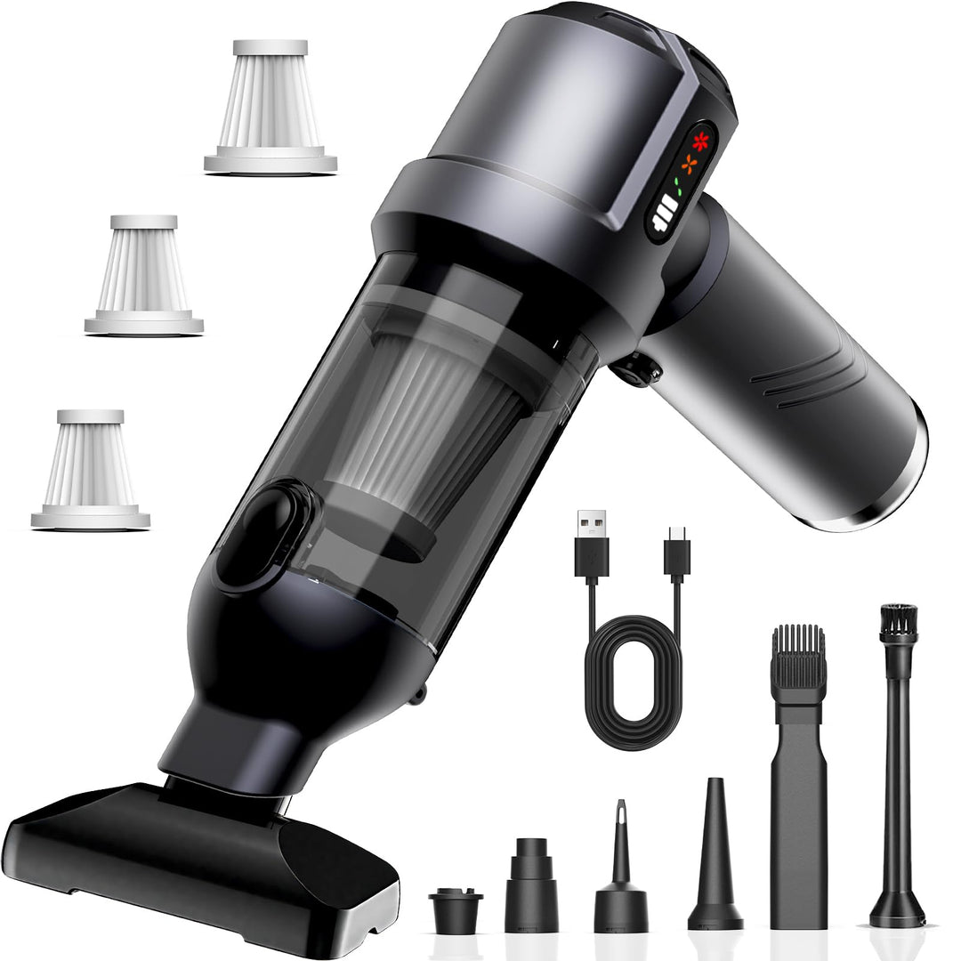 Handstaubsauger Akku, 26000Pa Mini Staubsauger, 6000mAh, 4-in-1 Auto Staubsauger Stark Blasen und Sa