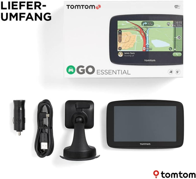 TomTom Navigationsgerät GO Essential (5 Zoll, Stauvermeidung dank TomTom Traffic, Karten-Updates Eur