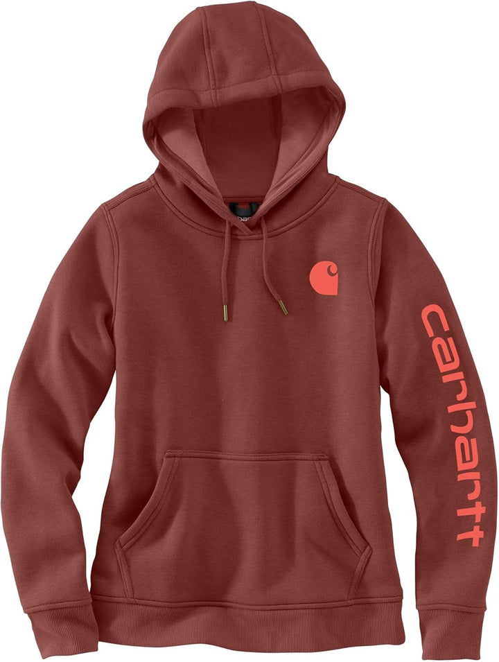 Carhartt Bekleidung Clarksburg Sleeve Logo Hooded Sweatshirt L Barnwood, L Barnwood
