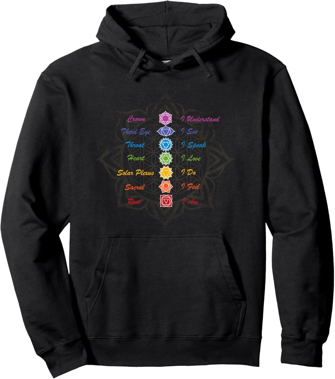 Lotus Mandala Chakra Heilung Affirmation Pullover Hoodie