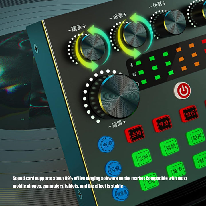DJ-Mixer-Soundkarte, Multifunktionales Dual-Channel-Sound-Mixer-Kit, Live-Soundkarte, Professionelle