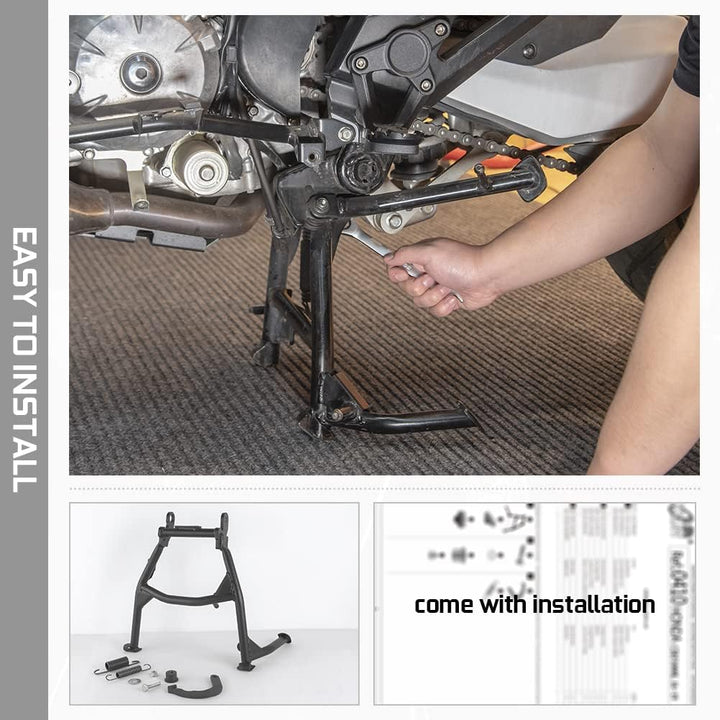Fayedenicy Motorradzubehörteile für CRF 1000L 16-19, Schwarzer Stahl Center Central Foot Stand Mount