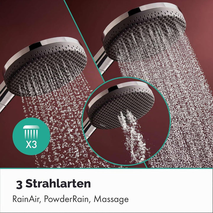 hansgrohe Raindance Alive Select S - Duschset mit Duschkopf wassersparend (EcoSmart, 3 Strahlarten i