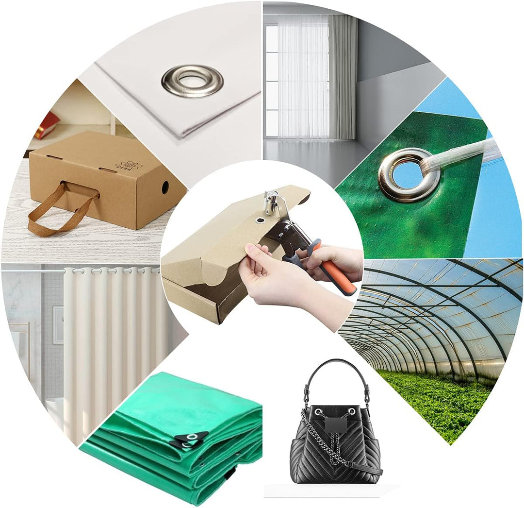 BriSunshine Ösenzange Set mit 500PCS (Innen Ø 10mm) Metallösen Ösen,Professionelles Handheld Ösensta