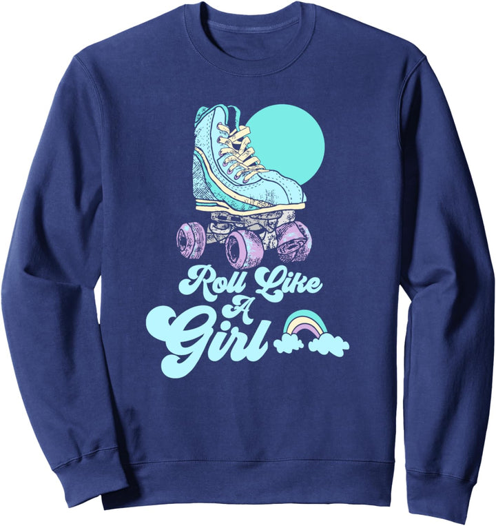 Roll Like a Girl Retro Style Minimalist Roller Skate Sweatshirt