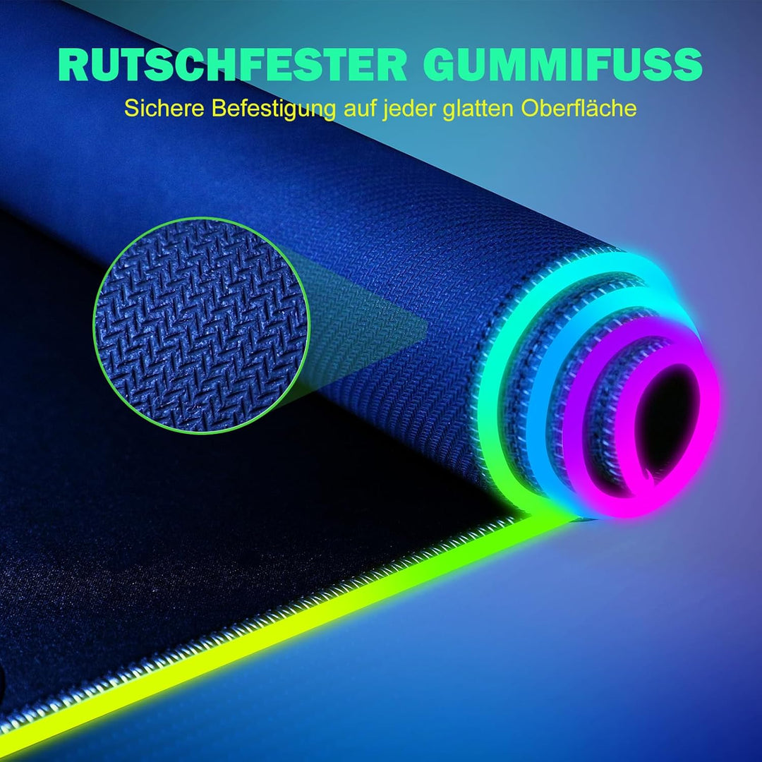 RGB Gaming Mauspad 15W Qi Mousepad LED, 10 Beleuchtungsmodi mit 15W Schnellladung Qi Kabelloses Lade