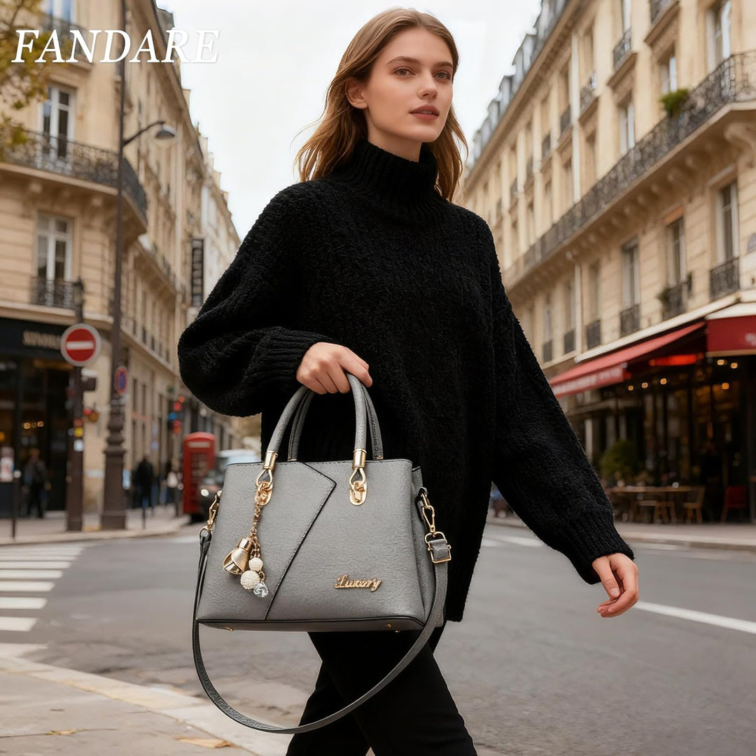 FANDARE Damen-Henkeltaschen Mehrfachtasche Handtasche PU-Leder Umhängetaschen Schultertaschen Wasser