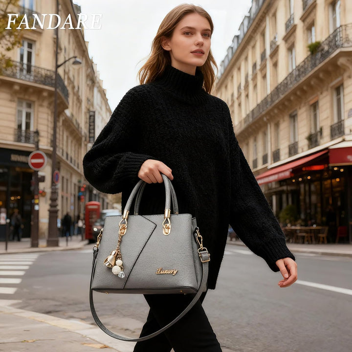FANDARE Damen-Henkeltaschen Mehrfachtasche Handtasche PU-Leder Umhängetaschen Schultertaschen Wasser