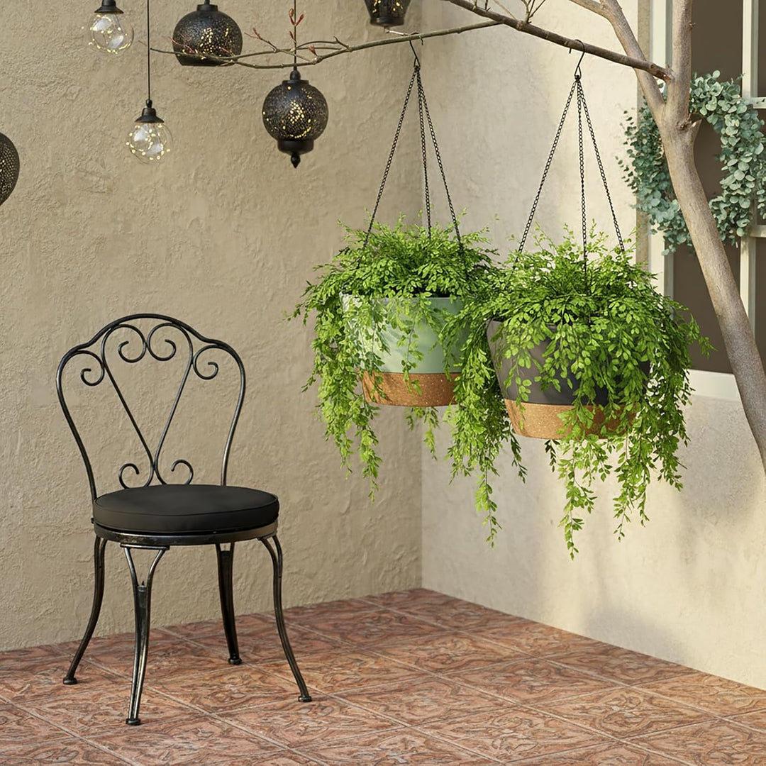 ZMTECH Hängetopf für Pflanzen, 2er-Set Φ25cm Blumentopf Ampel Hängend, Kunststoff Hänge Blumentopf m