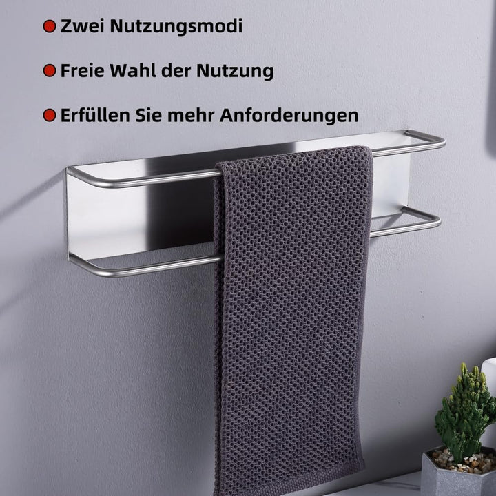 HomeHeng Gästehandtuchhalter Ohne Bohren, Gebürstetes Nickel Handtuchregal Selbstklebend Edelstahl S