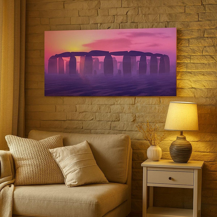 Wandbilder Dekoration Wohnzimmer Stonehenge Kreis Geheimnis Geschichte Bilder auf Leinwand 120x50cm