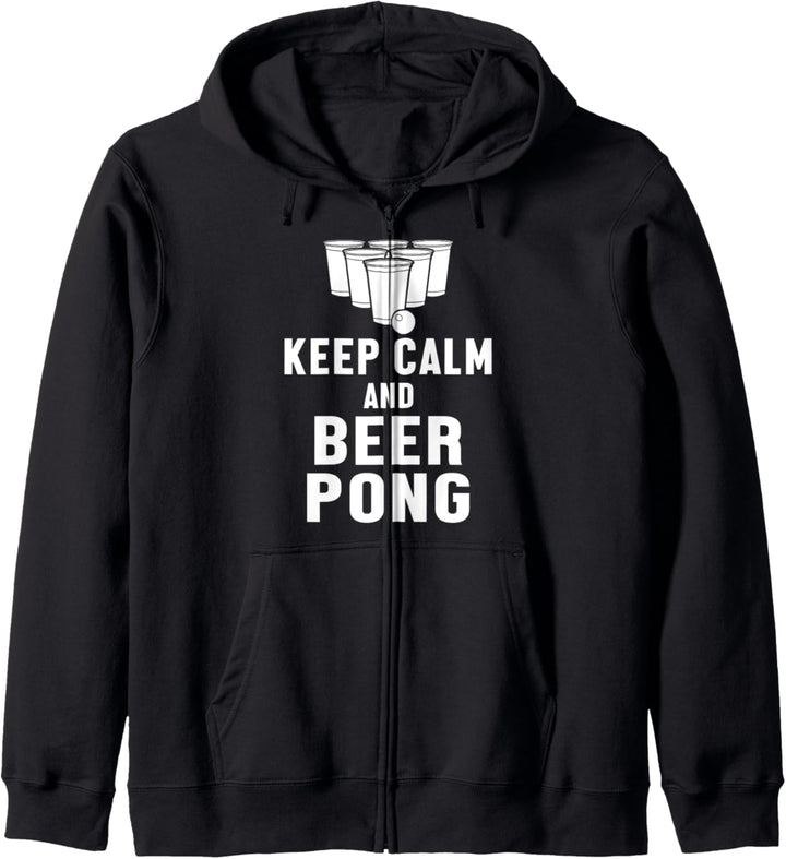 Ruhig Bleiben Und Spiele Beerpong Beer Pong Biertrinker Uni Kapuzenjacke