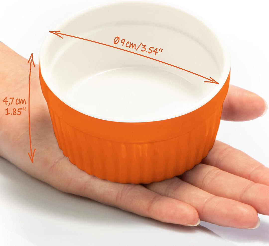 com-four® 6x Ragout Fin Schale - Ofenfeste Förmchen in orange - Creme Brulee Schälchen - Dessertscha