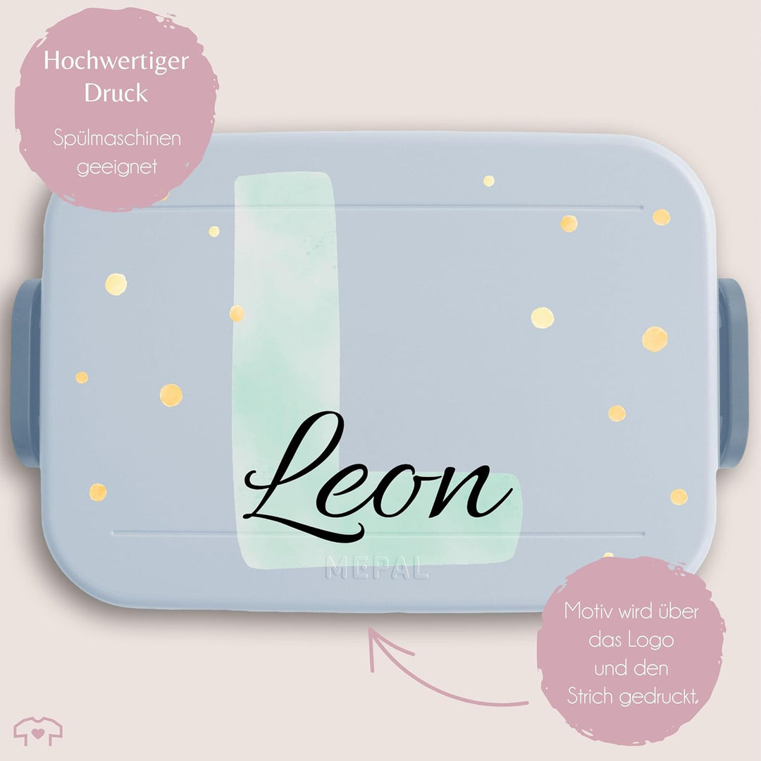 Kinder Bento Box Midi Lunchbox Mepal Bentobox - Initialen Buchstabe - Personalisierbare Brotdose mit