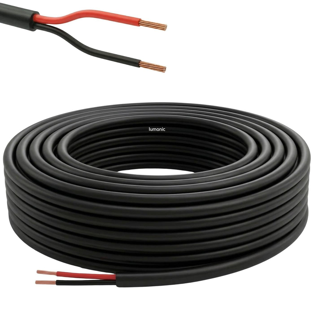 Lumonic 2x 0,34mm² LED Steuerleitung schwarz 100m I ummanteltes 2 adriges Kabel flexibel I Geschirmt