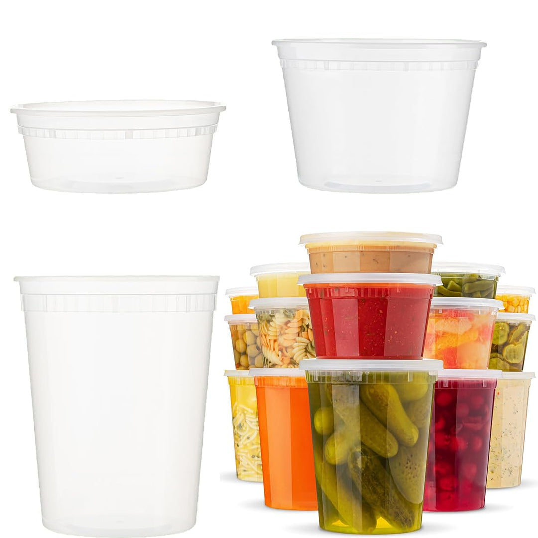 44 Sets, 8, 16, 32 oz Deli Container, Kunststoffbehälter mit Deckel, Deli Cups & Plastic Containers