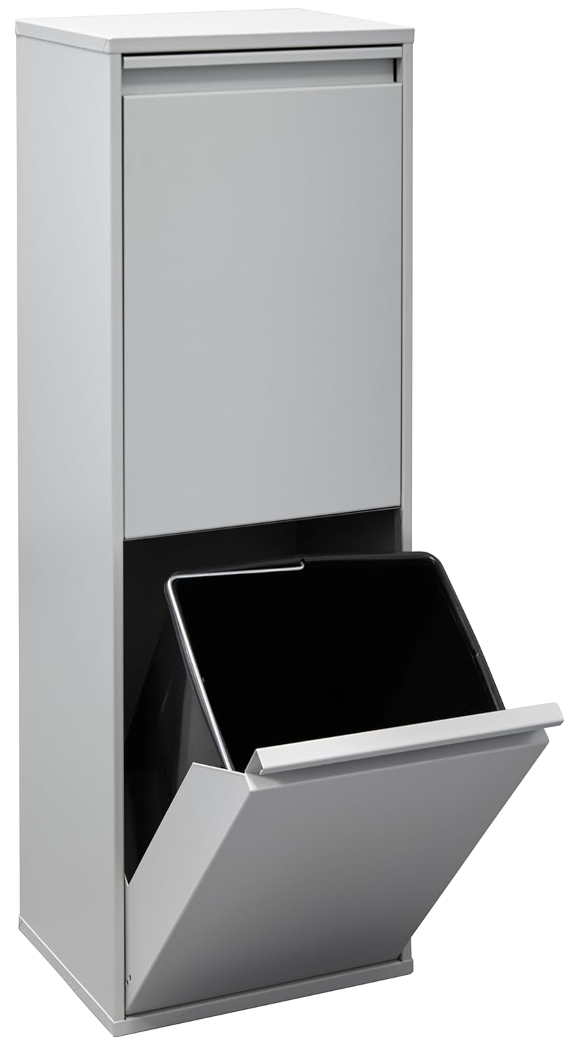 Arregui Mülleimer und Recyclingbehälter, Stahl, 2 Fächer 90,5 x 30,5 x 24,5 cm