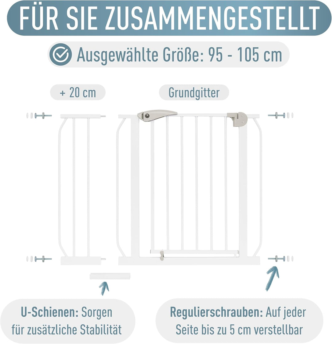 IB STYLE Treppenschutzgitter für Babys Berrin - Türschutzgitter, Hundeabsperrgitter aus Metall, Einf