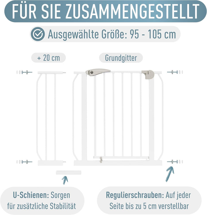 IB STYLE Treppenschutzgitter für Babys Berrin - Türschutzgitter, Hundeabsperrgitter aus Metall, Einf
