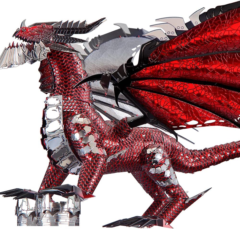 Piececool 3D Puzzle Metall, Flammendrache Drache für Modellbausatz Erwachsene, 3D-Puzzles zu Bauen,