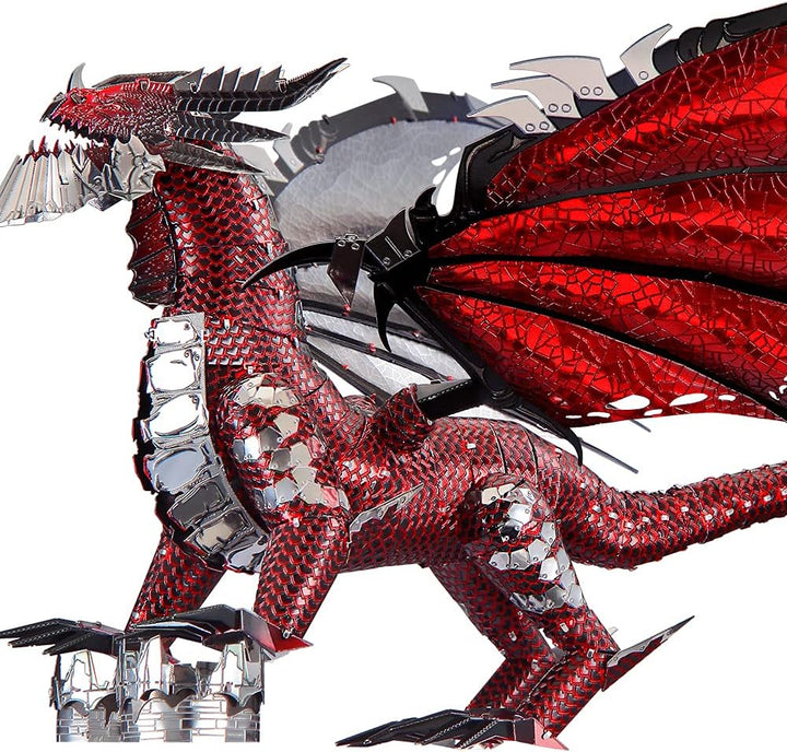 Piececool 3D Puzzle Metall, Flammendrache Drache für Modellbausatz Erwachsene, 3D-Puzzles zu Bauen,