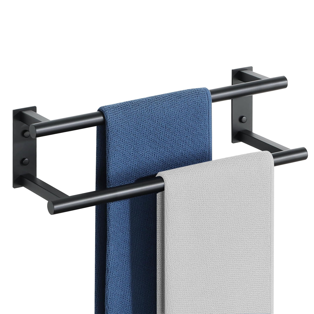 Handtuchhalter Schwarz Wand, 40CM Doppelter Gästehandtuchhalter,Handtuchhalter SUS304 Edelstahl Rost