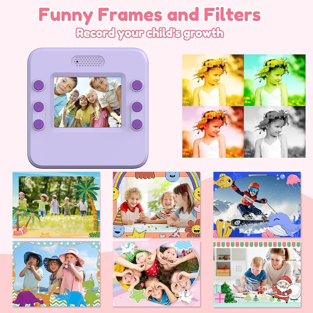 Sofortbildkamera Kinder,Kinderkamera Kompaktkameras 1080P HD Sofortdruck von Fotos,mit 2 Rollen Druc