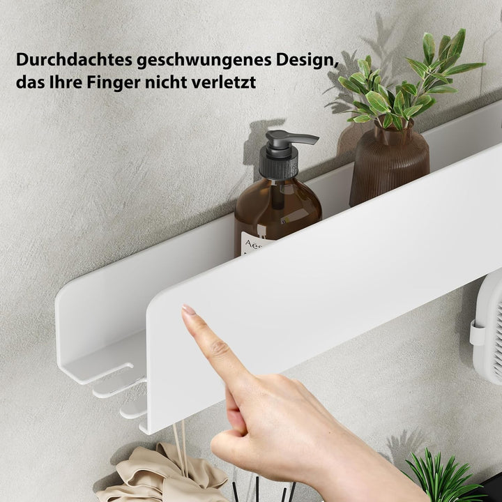 REKITA Duschablage ohne Bohren - 2 Stück, Badezimmer Organizer, Duschablage Edelstahl mit 4 Abnehmba