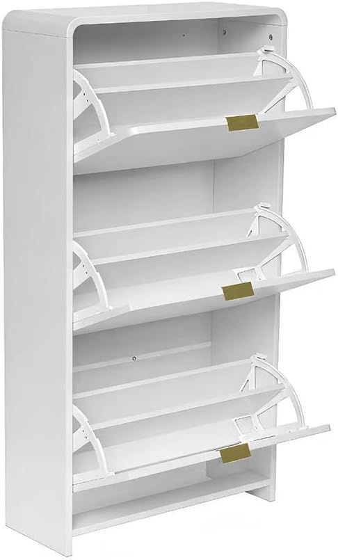 Milton &amp; Oldbrook Odda Schuhschrank, 3 Ebenen, Weiss, Weiss