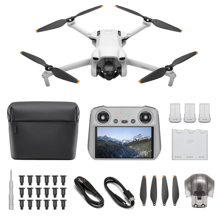 DJI Mini 3 Fly More Combo (DJI RC) – Leichte und faltbare mini-Kameradrohne mit 4K HDR-Video, 3 Batt
