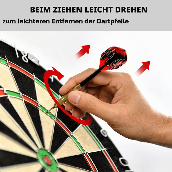 Linkvisions Dartscheibe mit klammerfreiem Bullseye, 18 g Stahlspitze, Dartscheiben-Montagesets entha