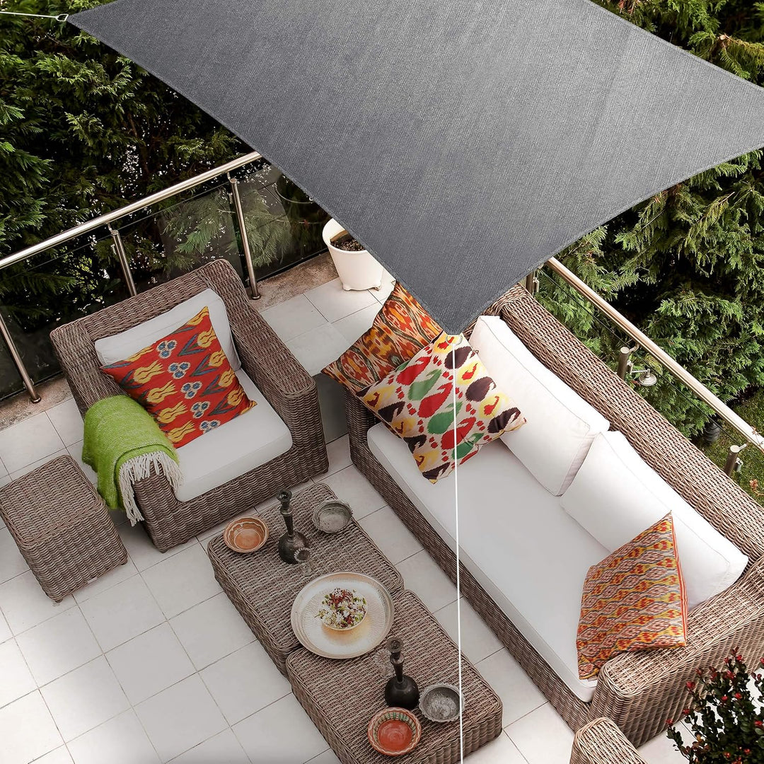 Hometex Premium Textiles Sonnensegel 2×4m Rechteckig inkl. Befestigungseile | Hellgrau | Sonnenschut