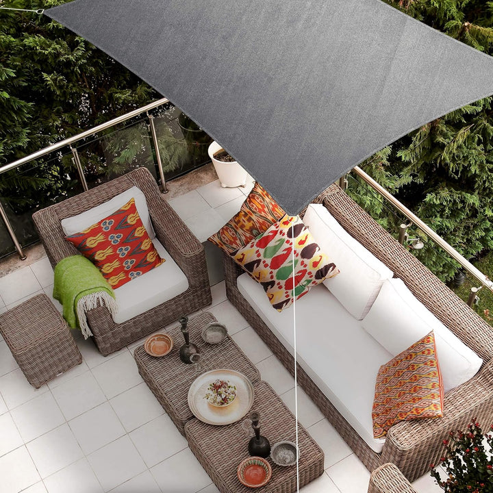 Hometex Premium Textiles Sonnensegel 2×4m Rechteckig inkl. Befestigungseile | Hellgrau | Sonnenschut
