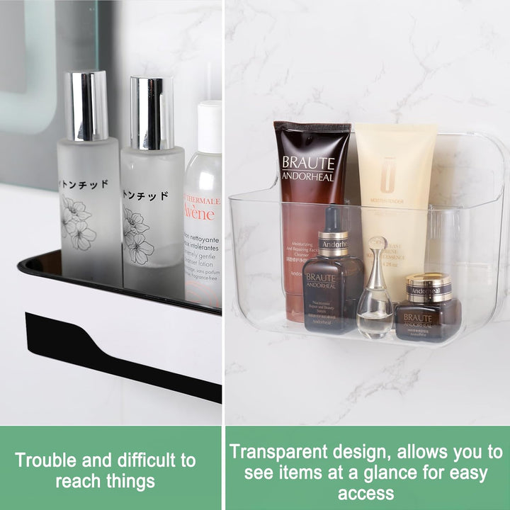 2Pcs Duschablage Ohne Bohren, Acryl Badezimmer Organizer Kleberegal, Transparentes Badregal Ohne Boh