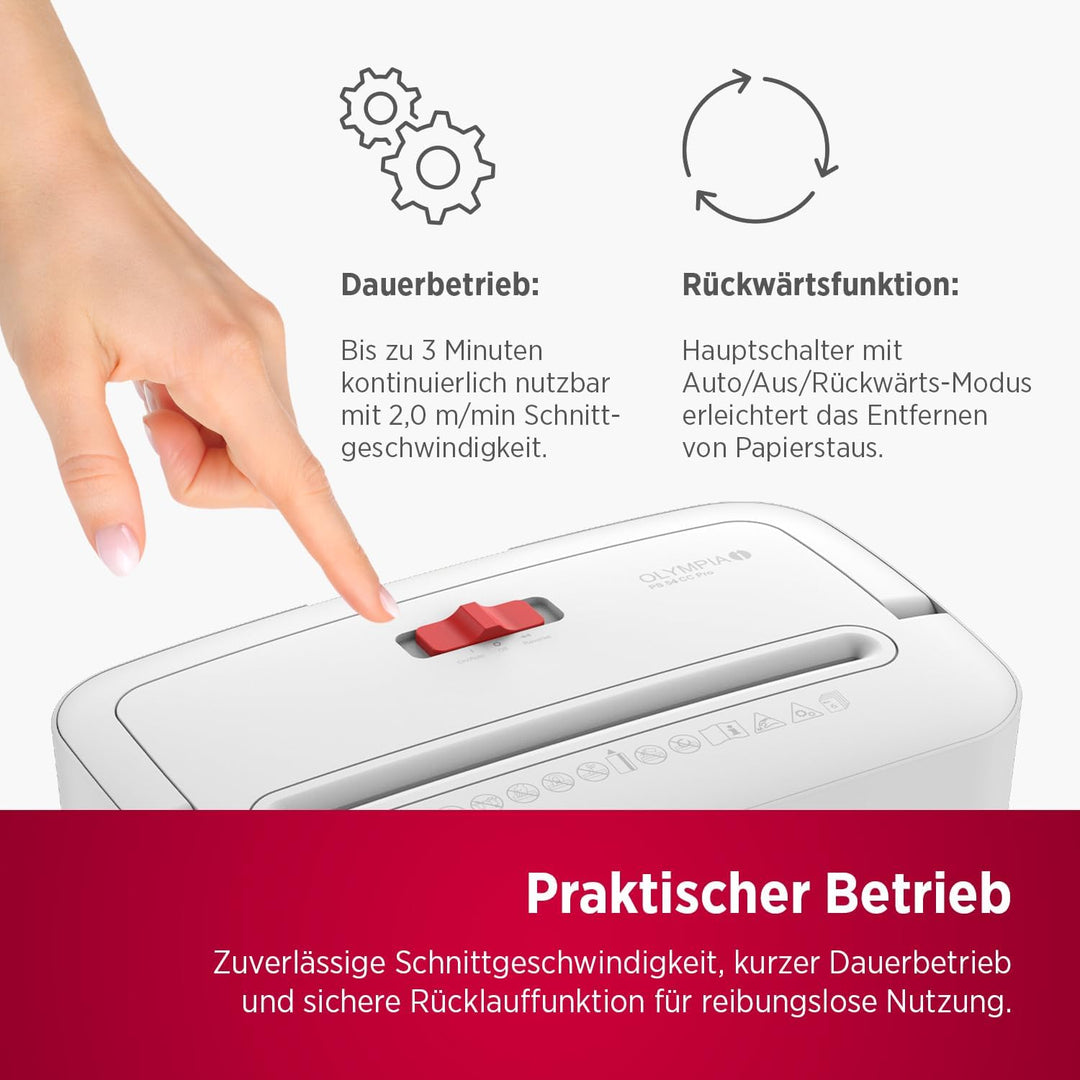 OLYMPIA PS 54 CC Pro Aktenvernichter | Papierschredder mit Partikelschnitt 4×38 mm | Schredder Akten