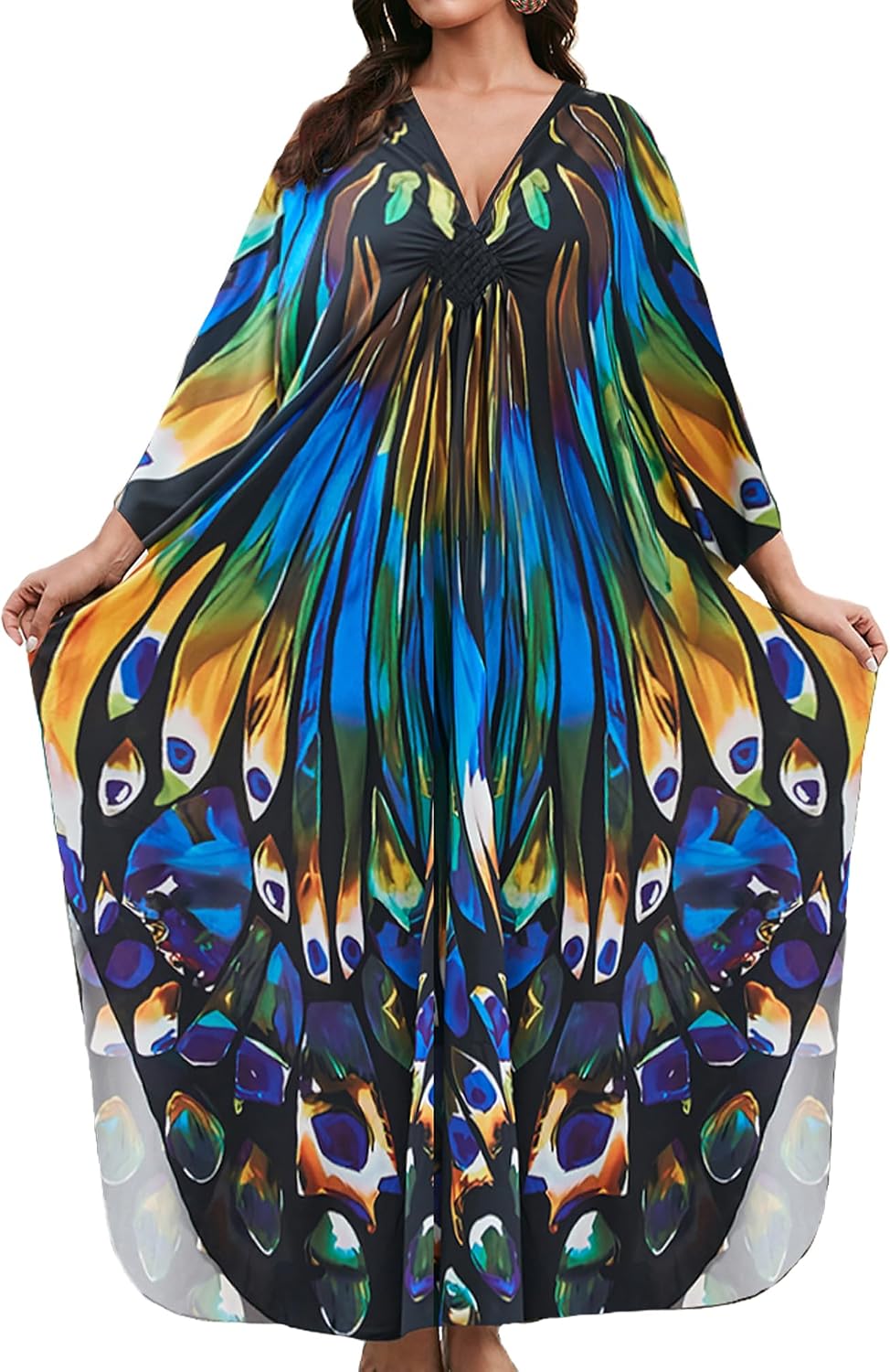 Bsubseach Frauen Plus Grösse Kaftan Kleid Badeanzug Druck Kaftan Strand Cover Up Kleid Schmetterling