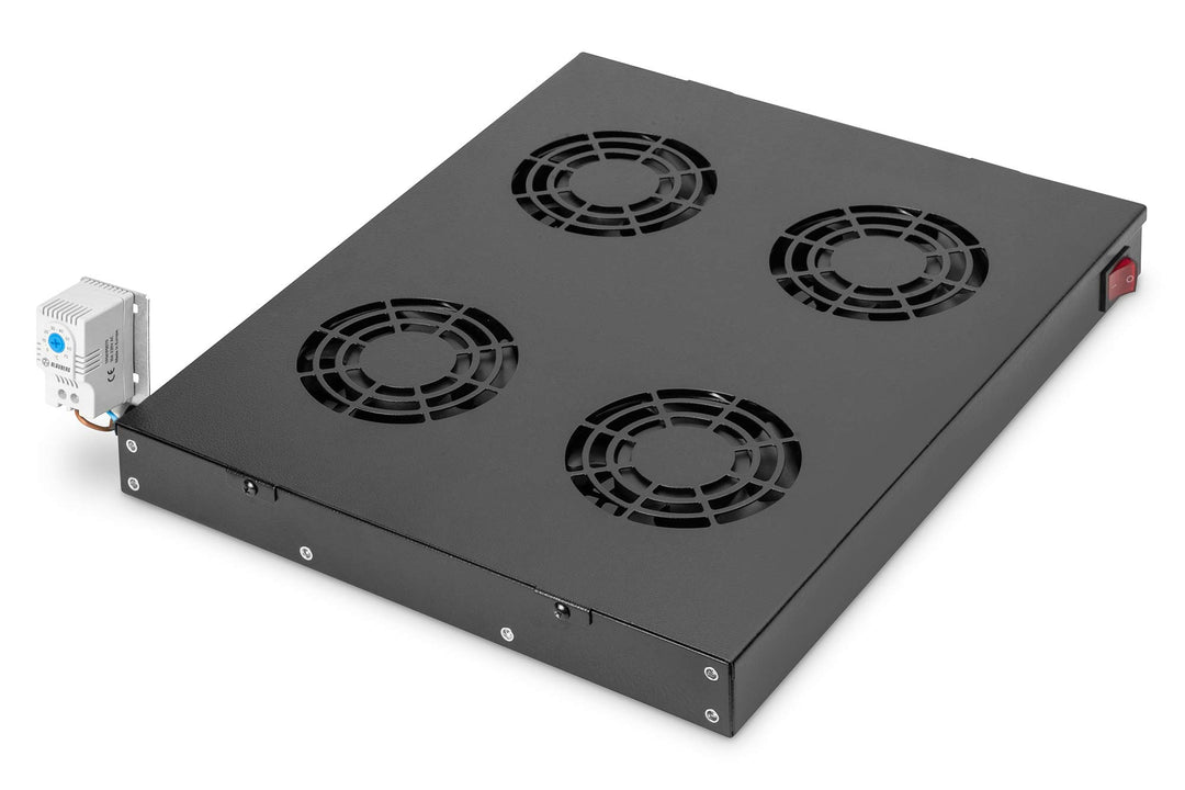 DIGITUS Lüftereinheit 19" 1HE - Rack- oder Dachmontage - Für VarioFLEX Schränke - 4x Lüfter - Thermo