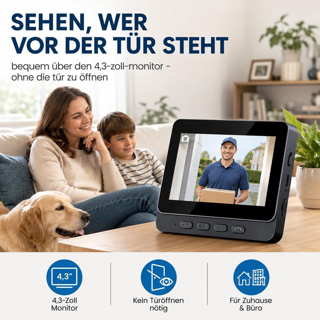 Zeerkeer Funkklingel mit Kamera Türklingel mit Kamera 2.4g Video Türklingel Kabellos mit Video-Zwei-