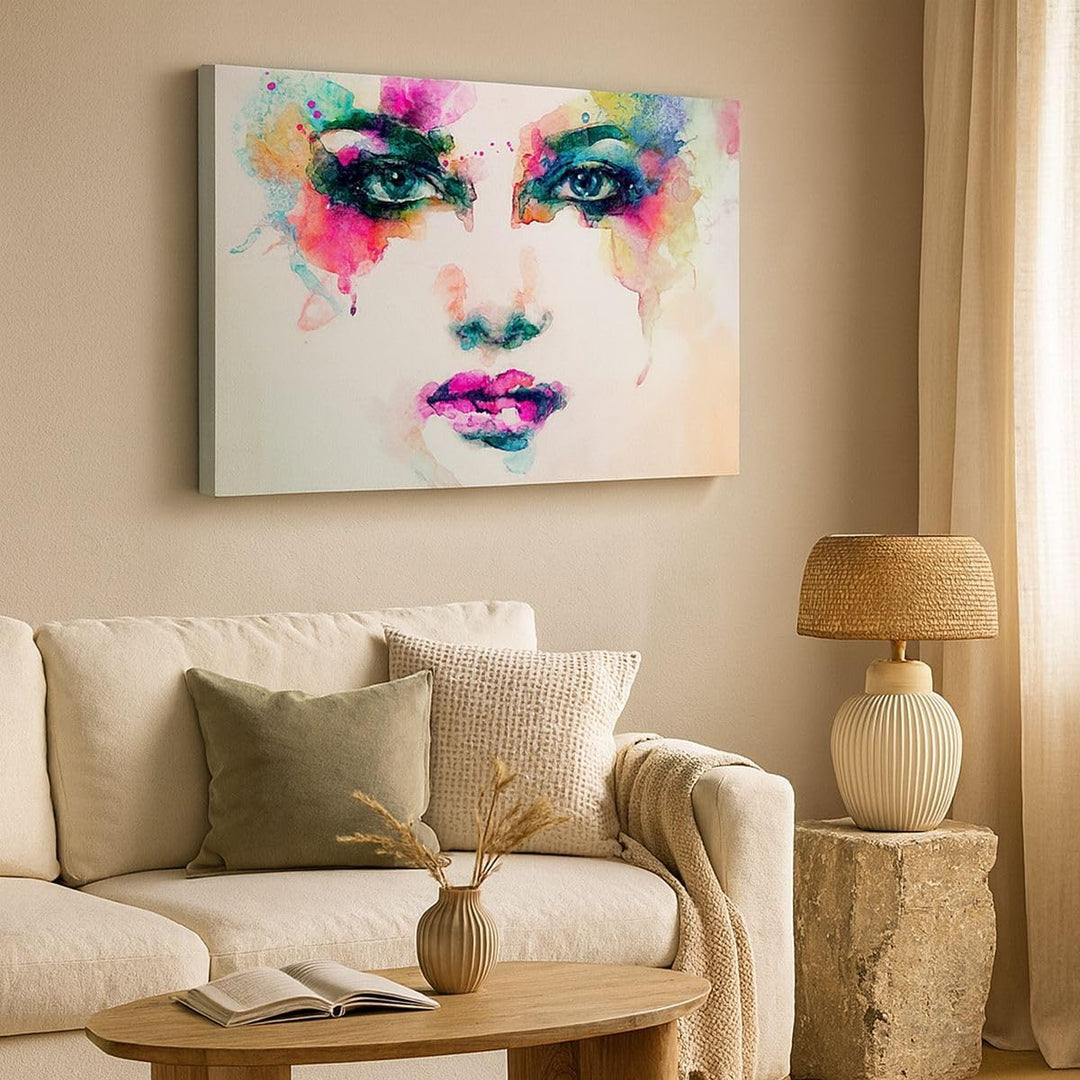 ARTTOR Bilder auf Leinwand 100x70cm Leinwandbild Frau Gesicht Kosmetik Gross Wanddeko Bild Schlafzim