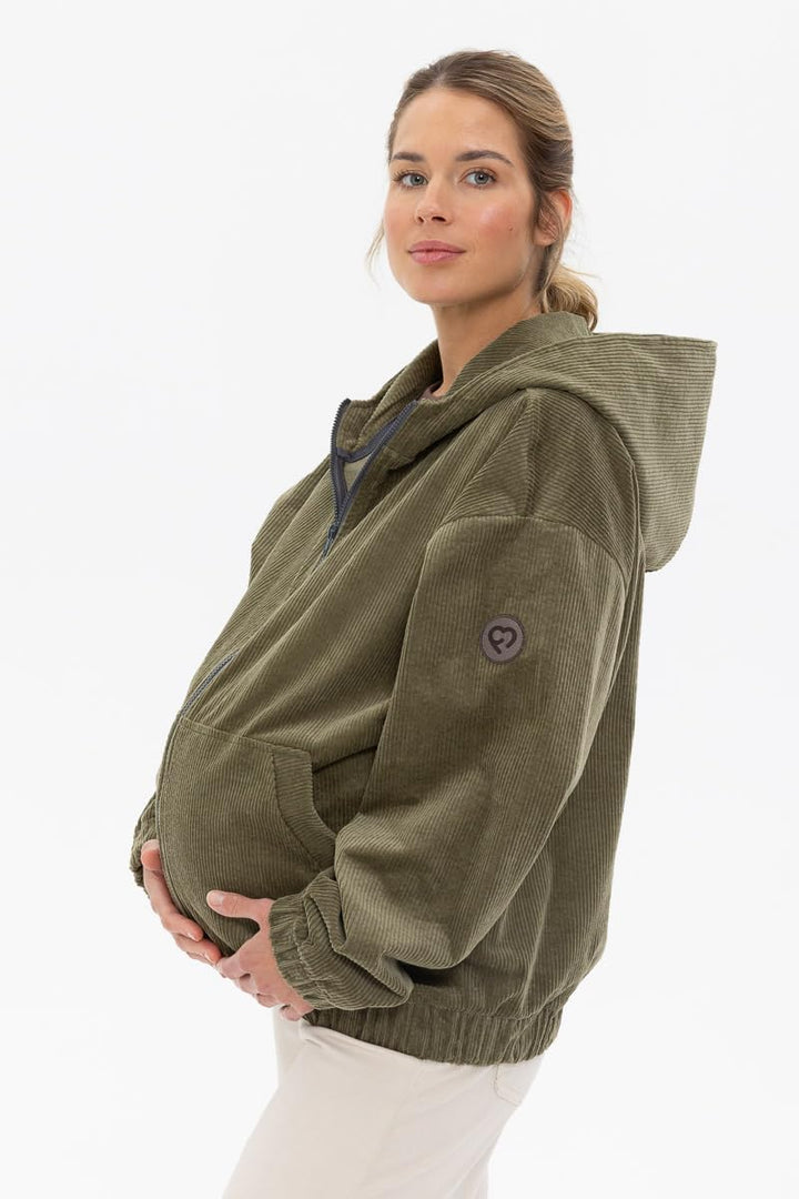 fun2bemum Cordjacke 3 in 1 Tragejacke Baby Umstandsjacke Oversize Herbstjacke für Mama mit Babytrage