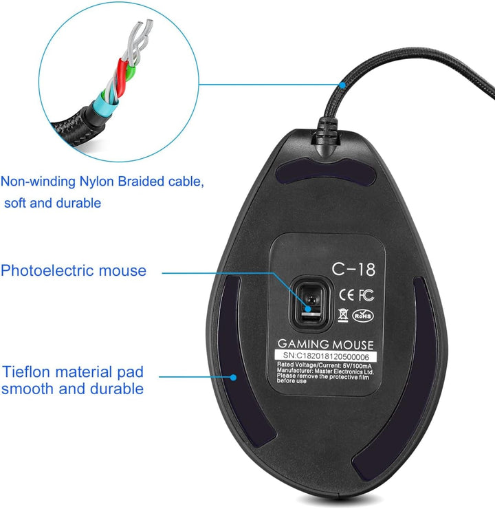 TKMARS Gaming Maus, Optische Vertical Gaming Mouse mit Joystick,Ergonomisches Design Vorbeugung gege