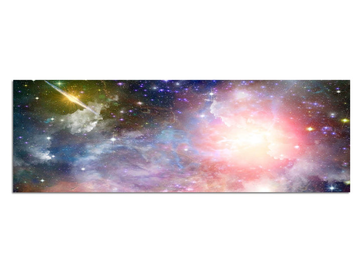 Paul Sinus Art Panoramabild auf Leinwand und Keilrahmen 120x40cm Weltraum Sterne Planeten Galaxie