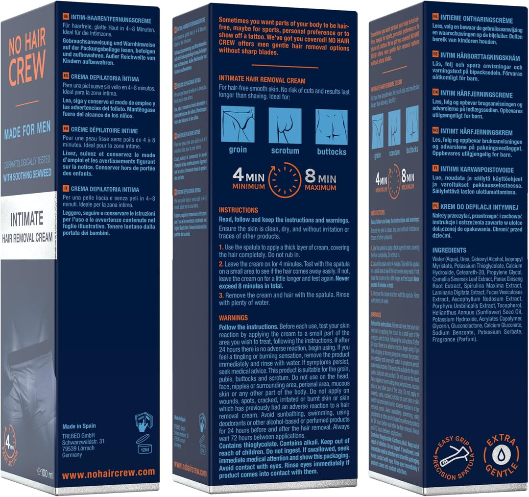 NO HAIR CREW - 2 x Enthaarungscreme für den Intimbereich – extra sanfte Haarentfernung für Männer (S