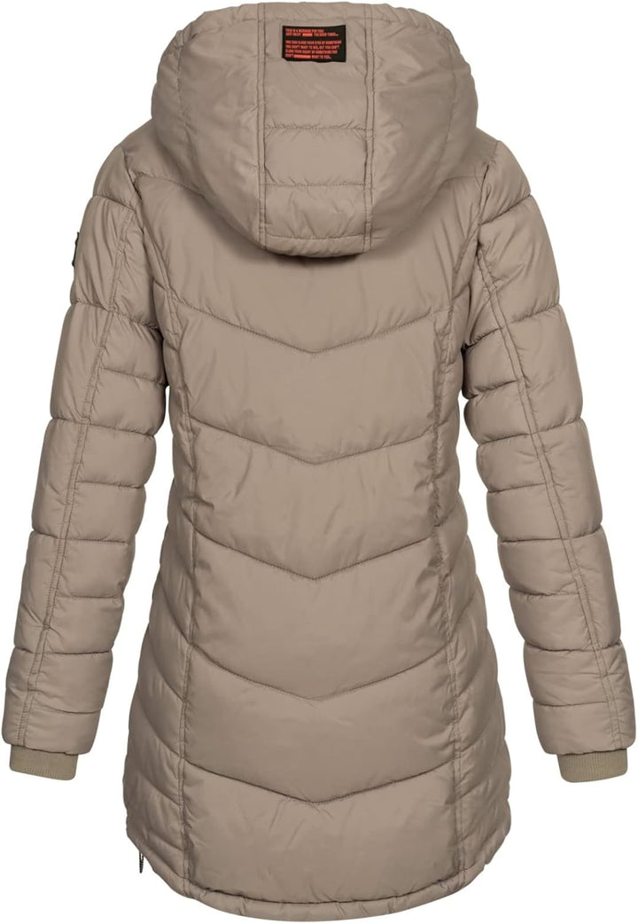 Sublevel Damen Jacke Steppmantel LSL-412 mit gefütterter Kapuze L Light Mud Brown, L Light Mud Brown