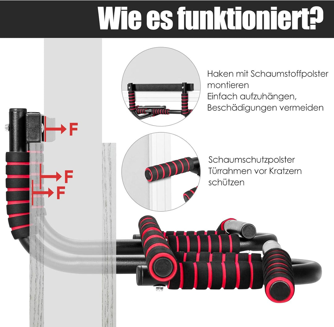 COSTWAY Klimmzugstange für den Türrahmen ohne Bohren, Tür Reckstange bis 136KG belastbar, Türstange