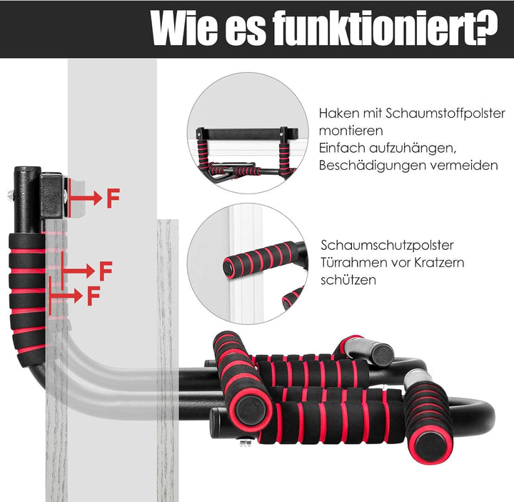 COSTWAY Klimmzugstange für den Türrahmen ohne Bohren, Tür Reckstange bis 136KG belastbar, Türstange
