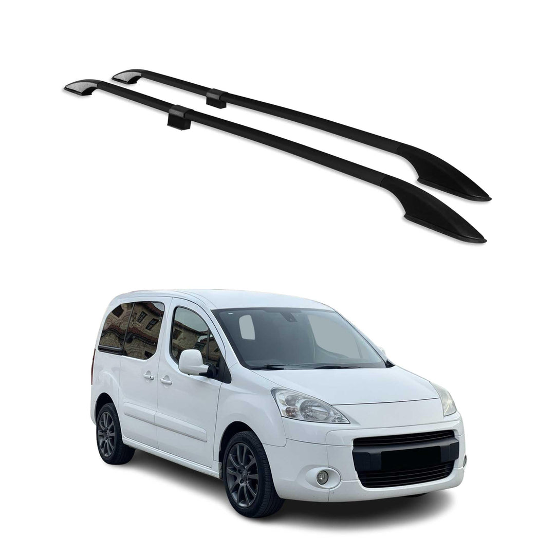 Dachreling Dachgepäckträger kompatibel mit Peugeot Partner Tepee 2008-2018 Alu Schwarz 2X